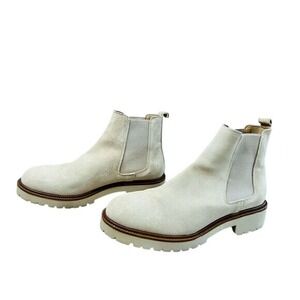 Enzo Tesoti Chelsea‎ Cream Vegan Suede Leather Boots 40 Womens 9.5 Vanilla Girl